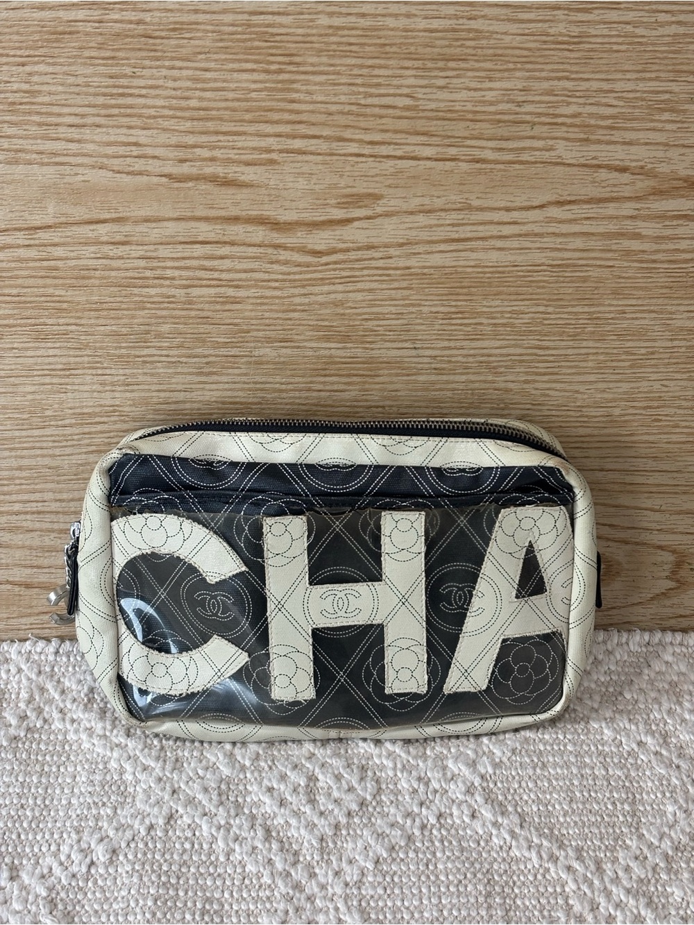 CHANEL Camelia Pouch PVC
Black Silver
